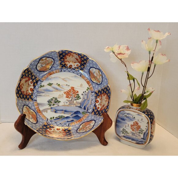 Vntg OMC Otagiri Japanese Imari 9 3/4" Bowl & 4 1/2" Vase Set Porcelain Stunning - Picture 13 of 13